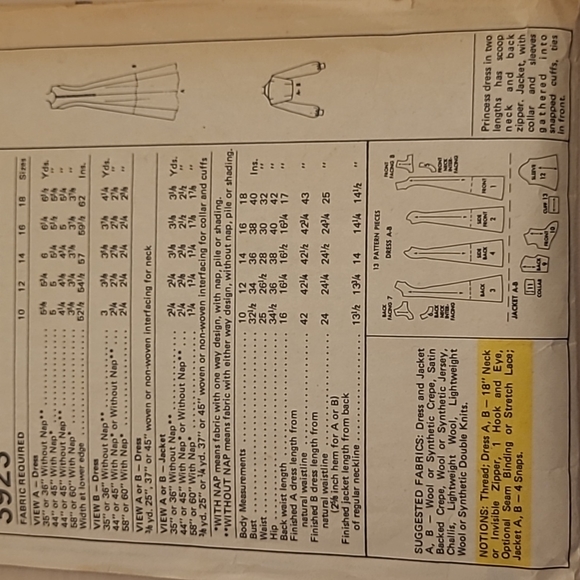 1973 McCalls 3923 " Pounds Thinner Pattern" Misses Dresses and Jacket - Picture 7 of 12